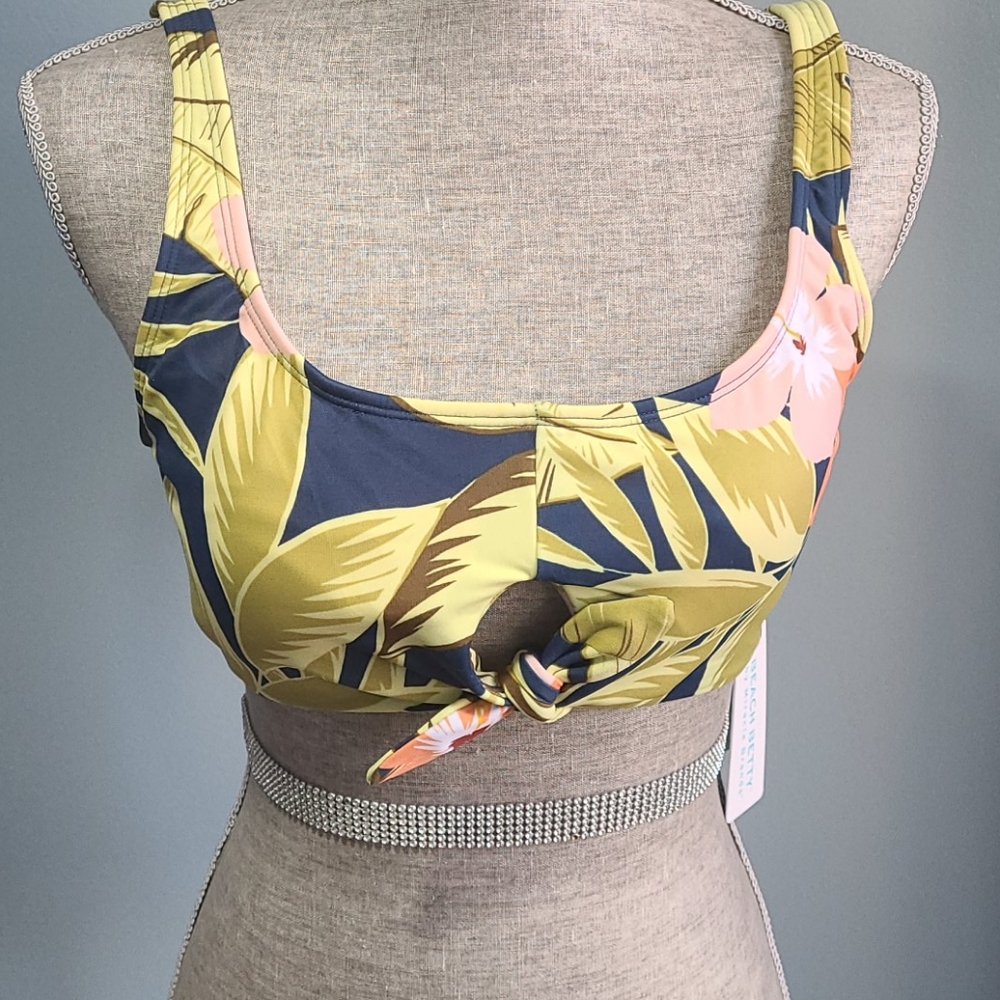 Beach Betty Floral Tie Front Bikini Top NWT